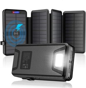 Chargeur Solaire 25000mAh Portable Batterie Externe avec 4 Panneaux Imperméable Power Bank avec 2 USB Outdoor Camping pour Télép - Product Image 2