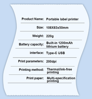 Printer Label Termal Mini B3 Portabel Nirkabel Pembuat Stiker Kertas Label 1200mAh Dapat Diisi Ulang 200DPI