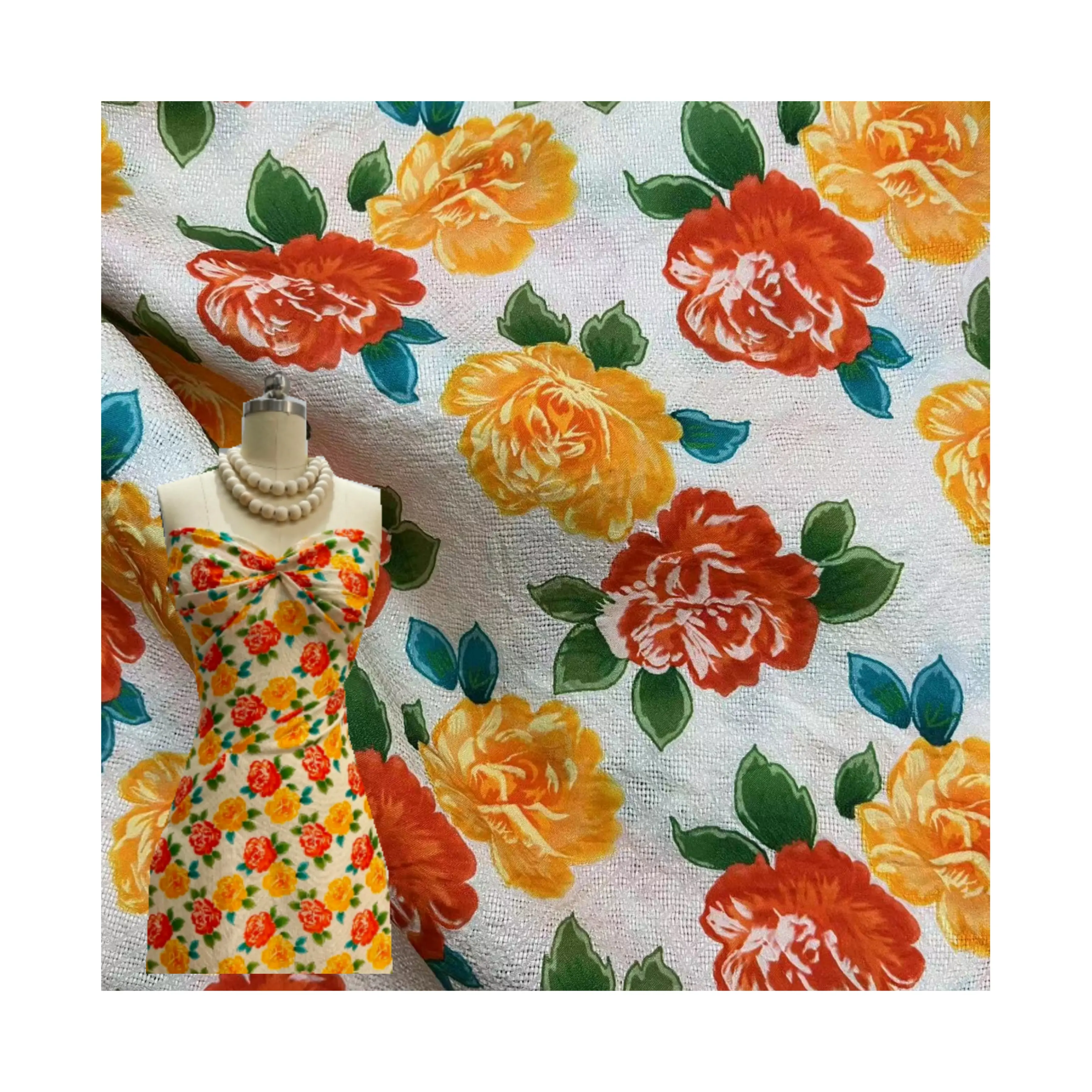 Schlussverkauf Seide und Viskose französische Romantik Blumenmuster digitaldruck Jacquard-Bandstoff für Kostüm