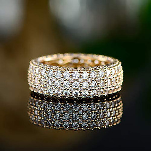 Anillo de Diamantes de Oro Sólido de 18K para Mujer, Corte Brillante Redondo, Color G Natural, Anillo de Bodas H360 de Lujo - Product Image 1