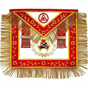 DELANTAL MASÓNICO REGALIA GRAND SUMO SACERDOTE ARCO REAL CAPÍTULO-TERCIOPELO ROJO TRIPLE TAU INSIGNIA-BORDADO A MANO - Product Image 1