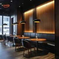 Canapé banquette en cuir pour restaurant, table de restaurant en bois, banquette longue durable pour pub, solution clé en main pour restaurant