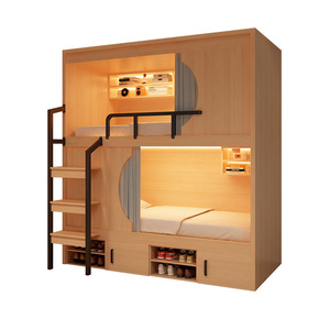 Hôtel de jeunesse, maison d'hôtes, appartement avec lits superposés, dortoir scolaire, chambre à coucher moderne minimaliste en bois, lit double sans dérangement - Product Image 4