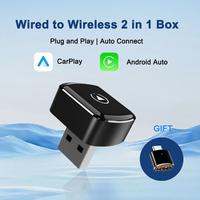Adaptador Inalámbrico CarPlay 2 en 1, Dongle USB-A, Bluetooth 5.4, WiFi de Doble Banda para iPhone, Android Auto, Estéreo de Auto OEM