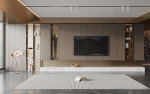 ชั้นวางทีวีสไตล์โมเดิร์นพร้อมประตูกระจกตู้เก็บของหลายชั้นสำหรับห้องนั่งเล่น - Product Image 2