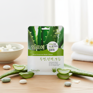 NATUREBY 23g Aloe Facial Sheet Pack Hydratant Produit de soins à domicile pour peau sèche pour le visage et le corps Fabriqué en Corée Certifié CEJ BEAUTY - Product Image 3