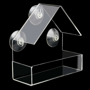 Patio chim xem rõ ràng Acrylic cửa <span class=keywords><strong>s</strong></span>ổ gắn chim trung chuyển với cốc hút cho chim nhỏ - Product Image 3