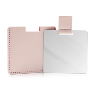 Compact Shatterproof Stainless Steel Travel Mirror with PU Leather Case Cover Handheld Promotional Mirrors