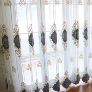 Fábrica al por mayor en línea estilo europeo confeccionado bordado gasa cortinas transparentes - Product Image 4