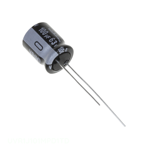 Condensador Original UVR1J101MPD1TD, Aluminio, 100uF, 20%, 63V, Radial, Orificio Pasante, 100 uF - Product Image 1