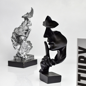 European <span class=keywords><strong>Silence</strong></span> Is Golden Sculpture Statuettes abstraites Résine Artisanat Nordique Minimaliste Home Office Light Décoration de luxe - Product Image 5