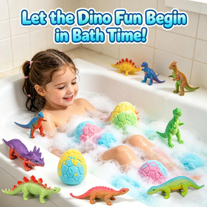 Bombas de Baño con Forma de Huevo de Dinosaurio JY con Juguetes Sorpresa en el Interior, Paquete de 6 Bombas de Baño Efervescentes Perfumadas para Niños, Diversión en el Baño - Product Image 4