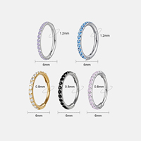 Toposh G20 G16 Bijoux de piercing corporel tendance F136 Anneau segmenté en titane Daith Helix Tragus Boucles d'oreilles segmentées articulées Zircon