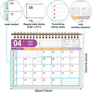 <span class=keywords><strong>Calendario</strong></span> da tavolo compatto con rilegatura a spirale per un facile sfogliamento delle pagine e un profilo salvaspazio ed elegante - Product Image 2