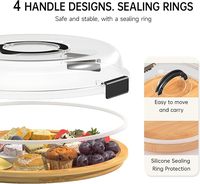 Plateau en bois avec couvercle transparent, plateau portable pour fromage, viande, fruits, style campagnard, 5 compartiments, voyages, pique-niques, cadeau de déménagement