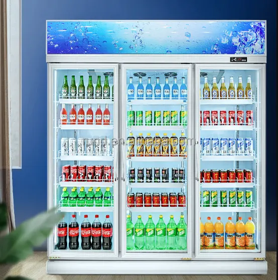 Masih ada lemari es untuk minuman lemari es vertikal lemari susu Freezer komersil kulkas Supermarket