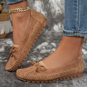 Mocassins plats à bout pointu pour femmes, couleur camel, semelle légère, style ballerine, chaussures décontractées, confortables, faciles à enfiler - Product Image 1