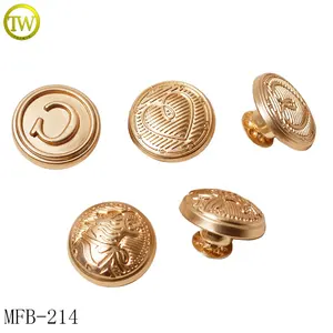 Toptan dekoratif kot basın düğmesi pantolon için özelleştirilmiş mat altın logosu kazınmış perçin yapış düğmeler