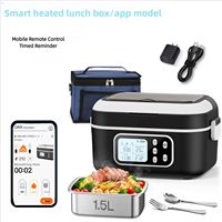 Boîte à lunch chauffante intelligente contrôlée par application, 100W, rechargeable, sans eau, chauffe-aliments électrique pour le bureau, l'école, l'extérieur, la voiture