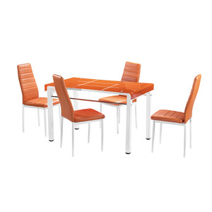 Mesa de comedor de cristal templado negro rectangular con diseño moderno de <span class=keywords><strong>KD</strong></span> con silla de cuero para el hogar - Product Image 4