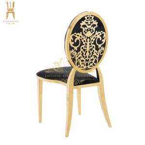 Precio al por mayor Gold Phoenix Acero inoxidable Evento Comedor Banquete Silla con respaldo redondo <span class=keywords><strong>para</strong></span> bodas Novia y novio - Product Image 1