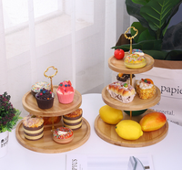 Petit support à gâteau rond à 3 niveaux nordique en ardoise jetable écologique pour mariage après-midi thé assiettes à dessert plats