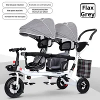 Tricycle Poussette Double pour Enfants, Vélo à Pédales Léger pour Bébé, Poussette Jumeaux et Landau