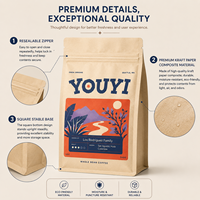 YOUYI Emballage spécial pour café, sac à fond plat, laminé en aluminium, haute protection contre la lumière et l'humidité, pour 500g de grains entiers