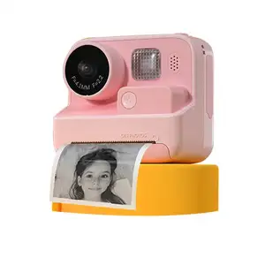 Kamera pencetak instan 1400 P desain antik, rekaman Video 1080 Mah untuk anak-anak kamera cetak instan
