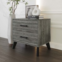 Table de chevet moderne en bois d'ingénierie gris foncé, durable, style mid-century, service OEM