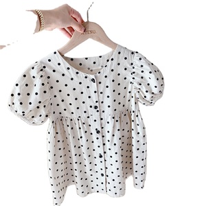 Vêtements d'été pour bébé Robes pour enfants Mode Robes en lin et coton à pois pour filles - Product Image 1