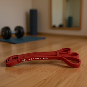 Bandes d'exercice en latex rouge très résistantes par Apollo Athletics pour l'étirement du corps et l'entraînement de résistance, résistance moyenne, assistance à la traction - Product Image 2