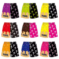 Shorts de sport en maille avec poche, shorts de course d'entraînement, shorts de baseball en maille avec sublimation, shorts de sport de gym avec des paillettes de crème glacée pure