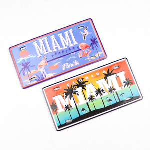 Venta al por mayor personalizado impreso aluminio metal Miami ciudad nombre coche matrícula recuerdo nevera imán - Product Image 5