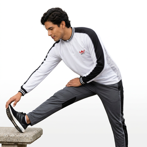 Custom Logo Men's Taekwondo 1/4 Zip Long Sleeve Crewneck 100% Cotton Knitted Quick Dry Martial Arts Training Gym Sports <b>Tee</b> - Product Image 2