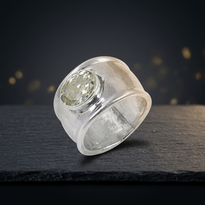 925 Sterling Silver Cocktail <b>Ring</b> With <b>Crystal</b> Rhinestone Bezel Setting Minimalist Style Unisex Everyday Wear - Product Image 1