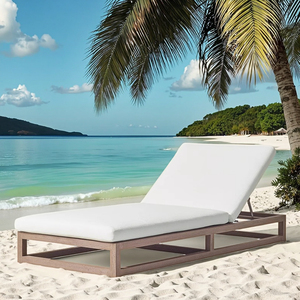 Sillón de Madera Maciza de Teca Moderno, Cama de Descanso para Exteriores, Silla de Playa con Cojines, Resistente al Agua y a los Rayos UV, Duradero para Patio o Villa - Product Image 1