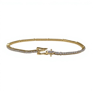 Lurba Jewels 14K <b>Solid</b> Yellow <b>Gold</b> Round Cut Tennis Bracelet Luxury Stackable Wedding Unisex Custom Fine Jewelry - Product Image 1