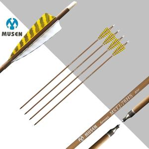MUSEN Tir à l'arc 7.8mm OD Striped Feather Wood Camo Mix Carbon Arrows for Recurve Compound Bow Traditional Recreational Shooting - Product Image 5