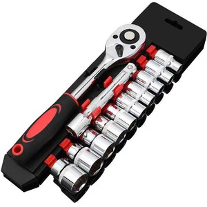 Jeu de clés à cliquet à douille de 1/2'' 12 pièces, acier au chrome-vanadium, outil de réparation automobile domestique à commande manuelle, kit d'outils pour projets de bricolage - Product Image 2