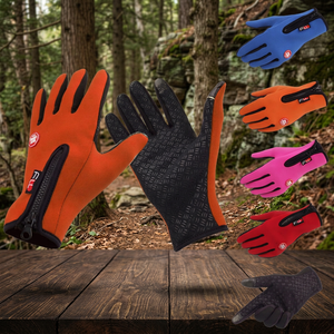 Gants de ski imperméables en polyester à doigts entiers, isolés thermiquement, avec fermeture auto-agrippante, pour l'hiver, unisexes, orange, noir, rose, rouge, bleu - Product Image 3