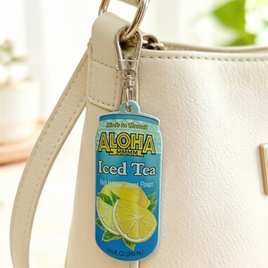 <span class=keywords><strong>Wow</strong></span> Sheila, Llavero Hawaiano Bonito con Diseño de Bebidas de Té Helado, Pinzas para el Cabello de Verano, Colgante de Acetato Hawaiano para Bolso, Mosquetón - Product Image 1