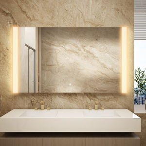 Espejo de tocador rectangular sin marco con barras LED chorreadas con arena gemelas Estilo elegante - Product Image 3