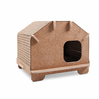 Casa para Gatos de Corcho sin Herramientas, con Paneles de Esquinas Redondeadas y Techo Corrugado, Casa para Gatos de Ensamblaje Rápido sin Clavos, 430 x 410 x 390 mm