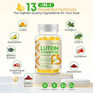 Bioflex Tùy chỉnh công thức đường miễn phí <span class=keywords><strong>Halal</strong></span> Hữu Cơ Lutein <span class=keywords><strong>Zeaxanthin</strong></span> Vitamin C & E mắt tầm nhìn chăm sóc sức khỏe thực phẩm bổ sung Gummy - Product Image 2