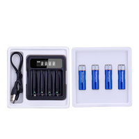 Chargeur de batterie au lithium-ion Doublepow 4 emplacements LCD USB Plug 10440 14500 1,5V pour piles AA AAA Li-ion en gros