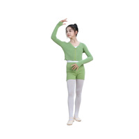 Manteau Cardigan Enfant Fille Hiver 2026 Personnalisé avec Logo, en Acétate, Manches Longues, Fermeture Éclair, Style Châle, pour la Pratique de la Danse et du Ballet