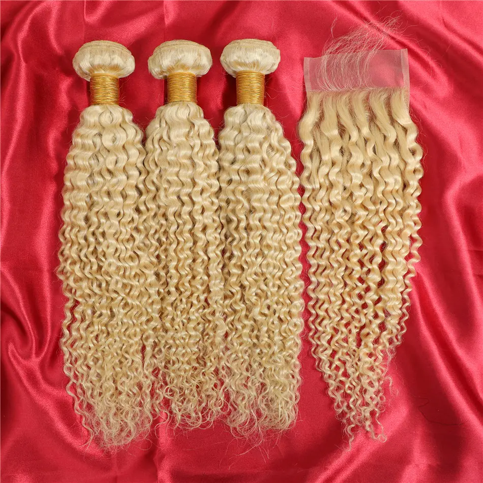 Wholesale 613 Blonde Hair Weave Bundles Virgin Brazilian Human Hair 613 Bundles With HD Lace Frontal Closure