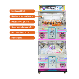 Mini Super Claw Crane, jeu d'arcade 4 joueurs, machine à pincettes à monnayeur, conviviale parent-enfant, avec cabinet métallique et verre trempé, version anglaise - Product Image 3