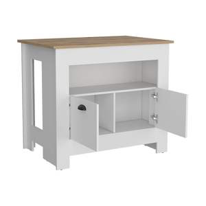 DB Kitchen Islands & Carts Geneva Collection Blanco/Macadamia Kitchen Island & Cart - Product Image 3